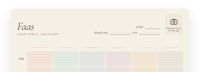 Faas familiebord met 6 kolommen